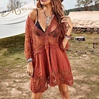 burgundy lace beach dress